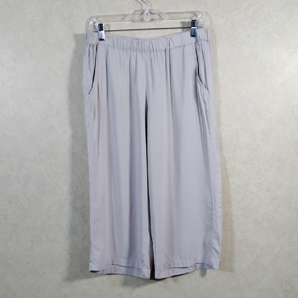 6091 Splendid tan cropped wide leg pull on pants L NWT
